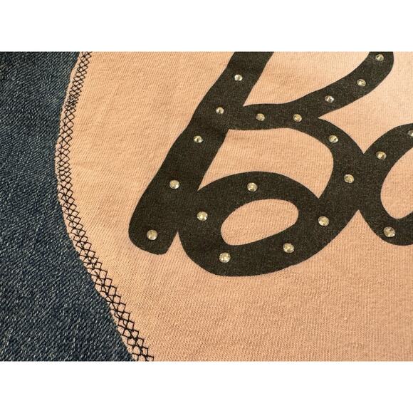 BARBIE Pink Heart Rhinestone Reworked Denim Jacket Upcycled Retro Size Large - Picture 8 of 9